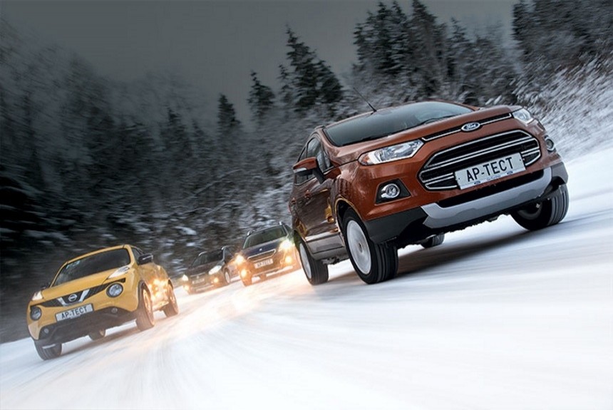 На Дмитровском полигоне сошлись переднеприводные Ford EcoSport, Peugeot 2008, Nissan Juke и Suzuki New SX4